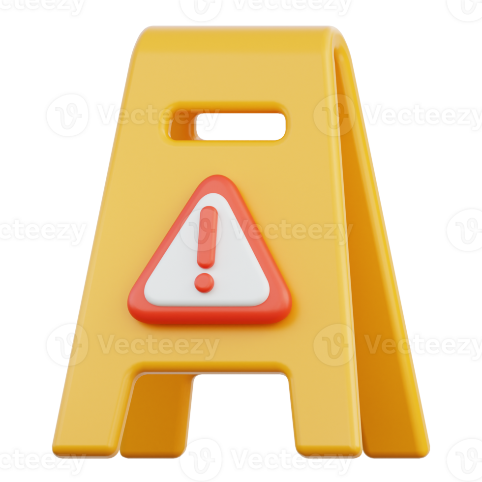 Wet Floor Warning 3D Illustration png