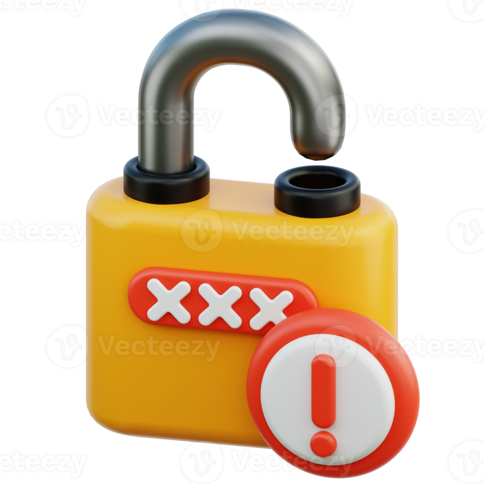 Warning Password 3D Illustration png