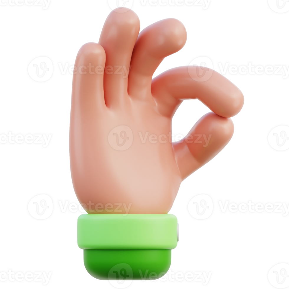 Ok hand gesture 3D Illustration png