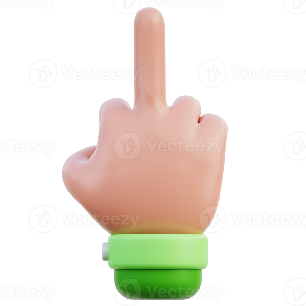 Middle Finger Hand Gesture 3D Illustration png