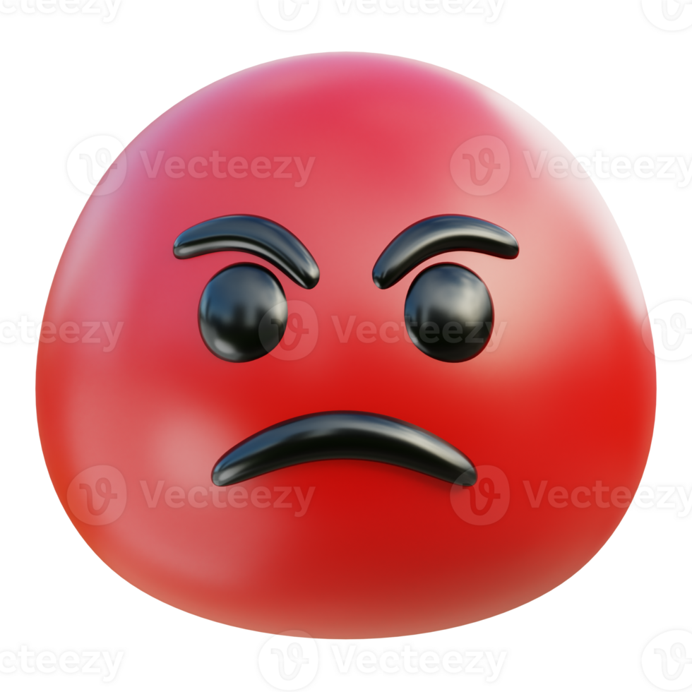 Angry Emoji 3D Illustration png