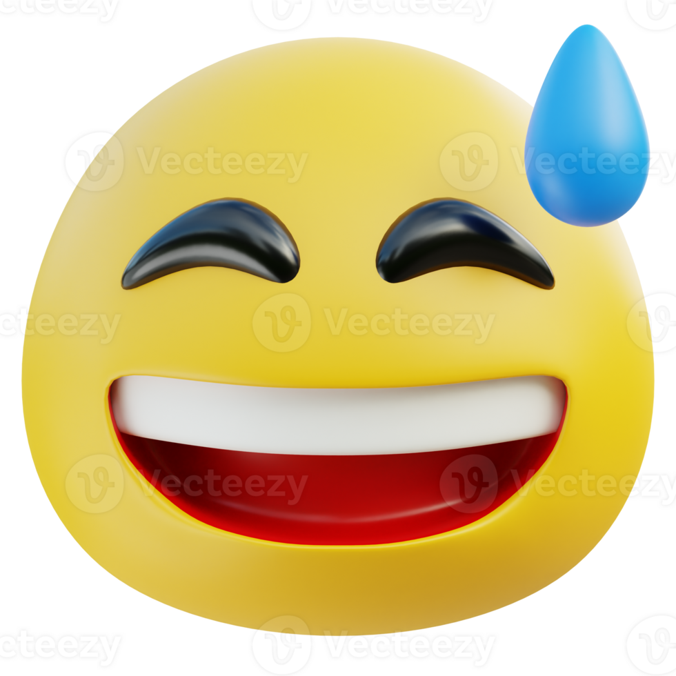 Grinning Face With Sweat emoji 3D Illustration png