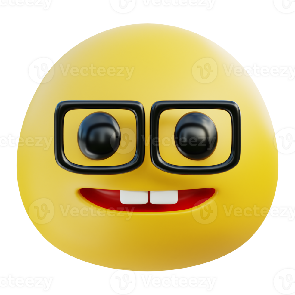 Nerd face emoji 3D Illustration png