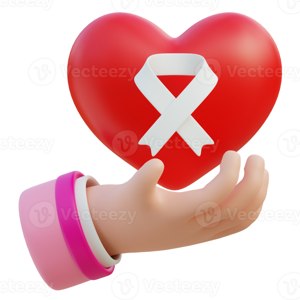 Donation Ribbon 3D Illustration png