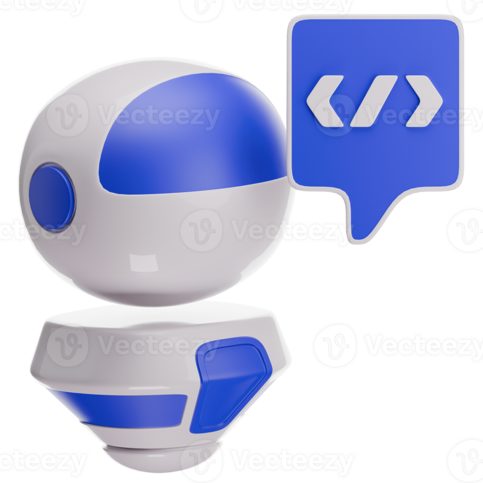 Robot Coding 3D Illustration png