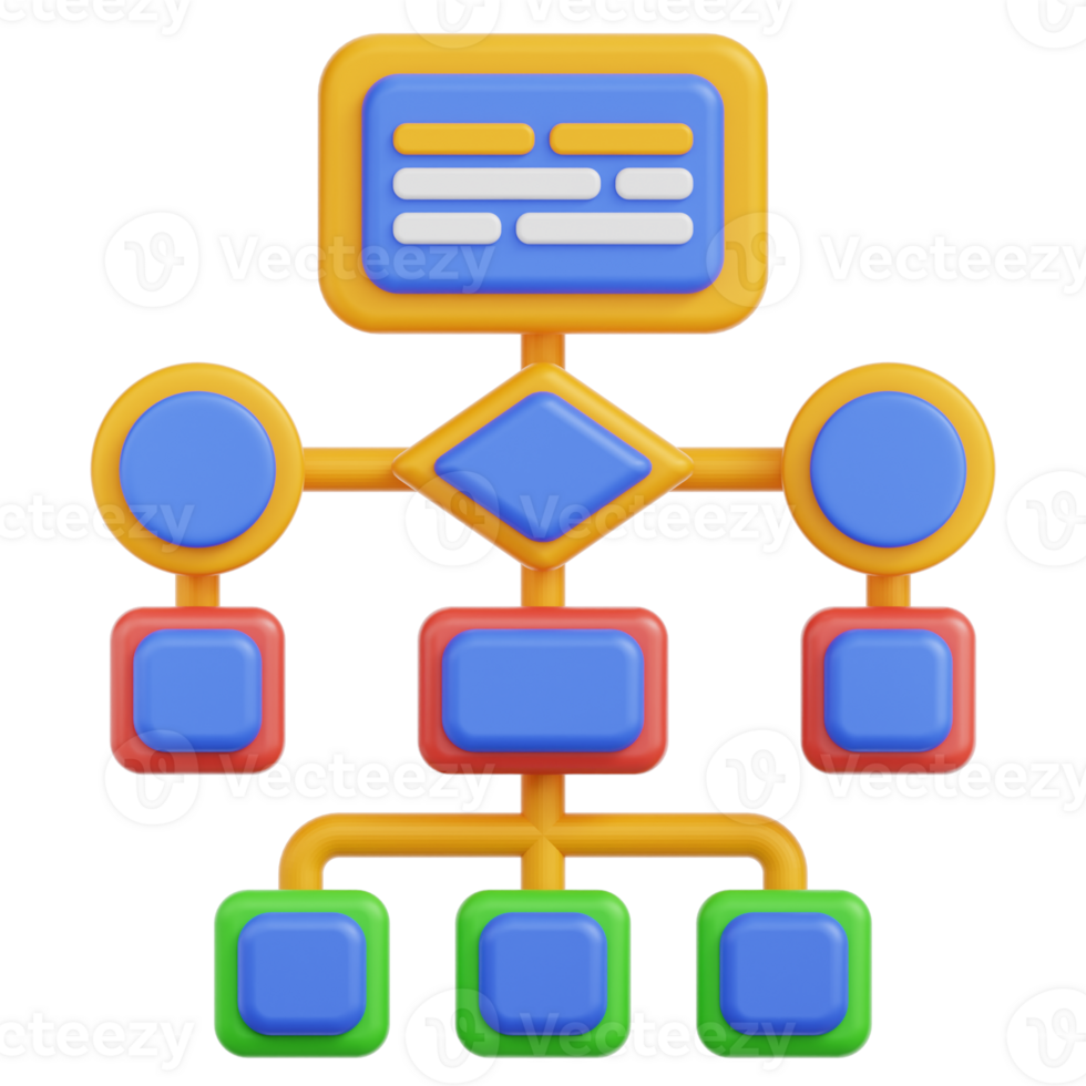 Flowchart Data 3D Illustration png