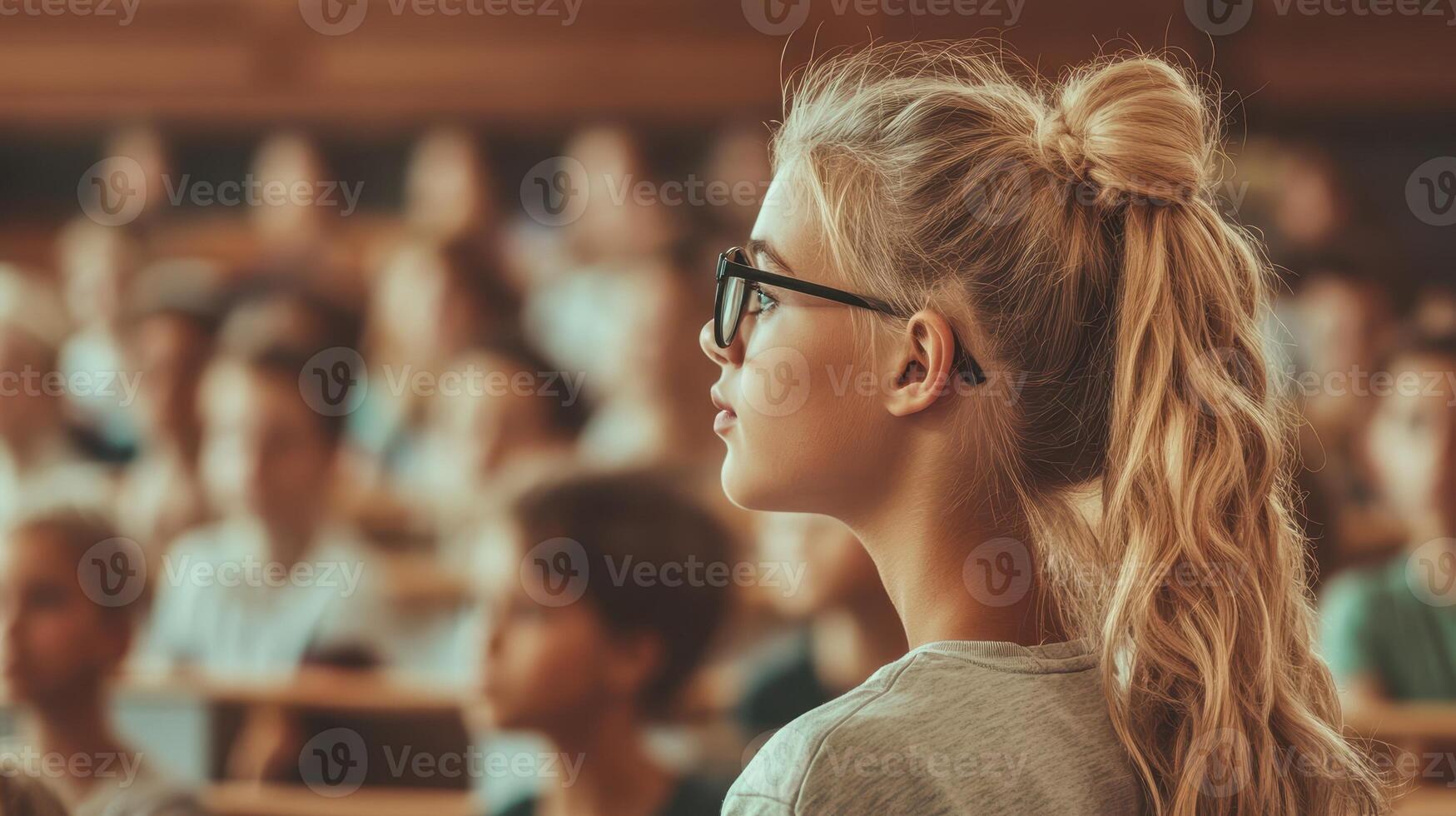 Classroom Audience Listens Carefully Focus On Student Education Learning Attentive Attendees Attend Training Conference Security Systems Access photo