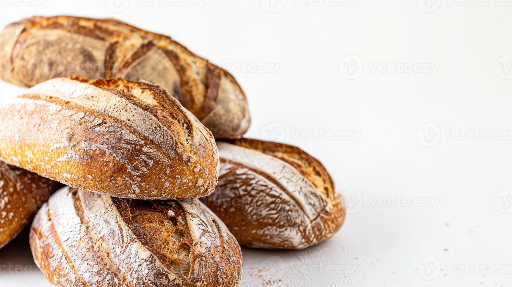 A pile of breads on a white background photo