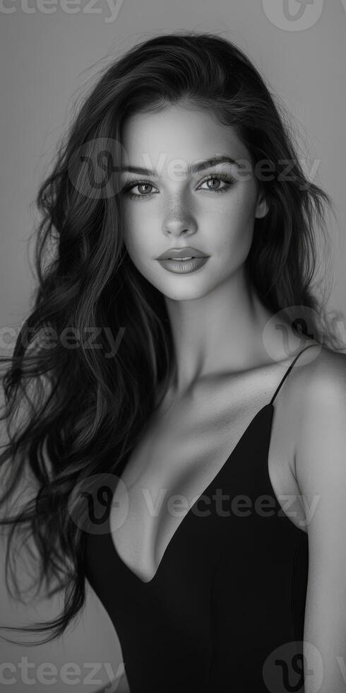 Black and white photo of a beautiful woman