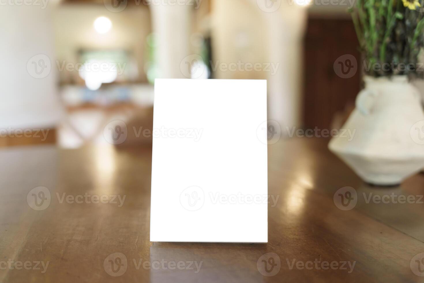 Menu mock up blank on table in restaurant photo