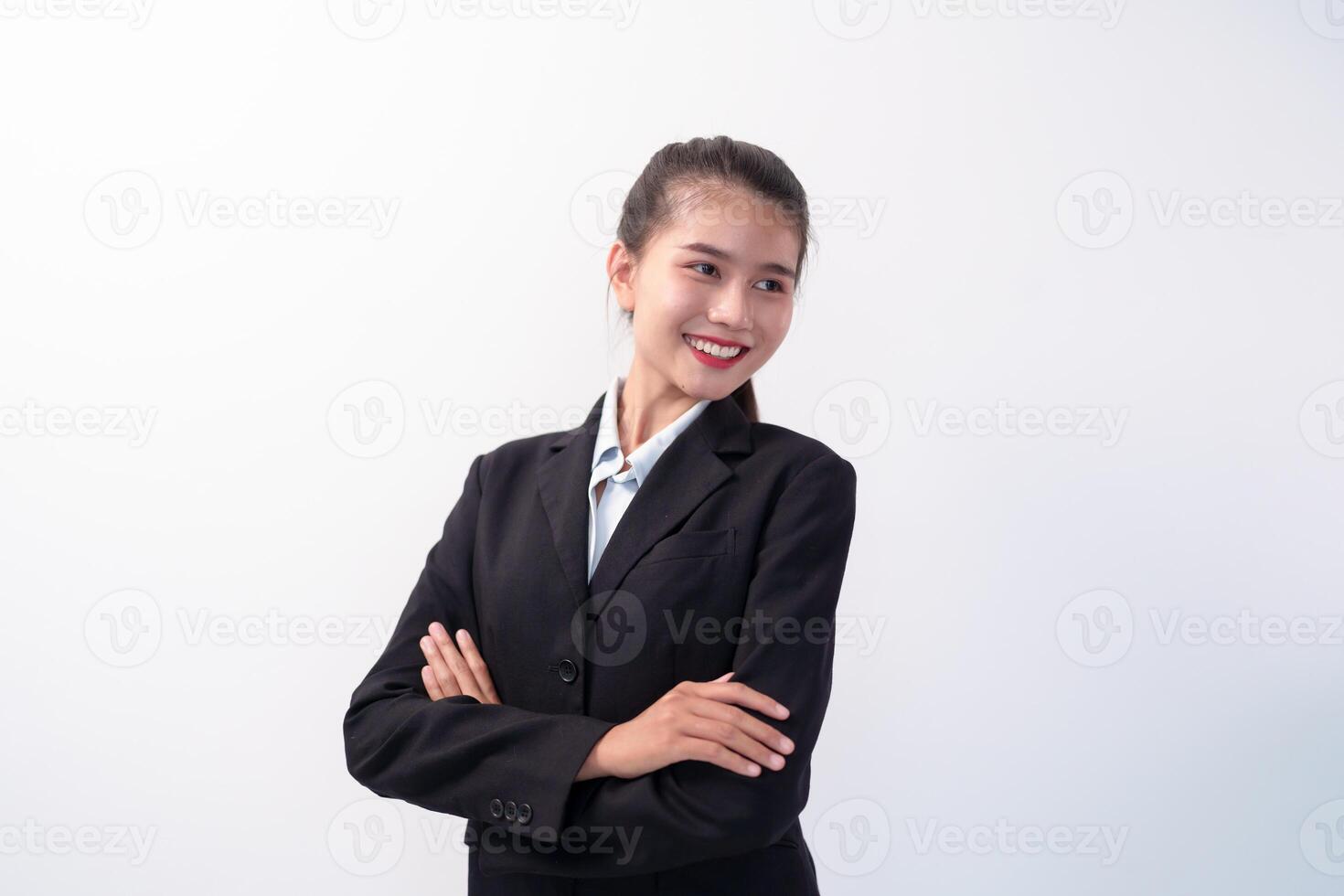 a young asian woman in a business suit photo