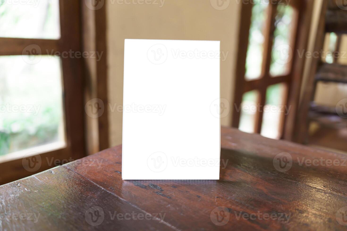 Menu mock up blank for text on a table. photo