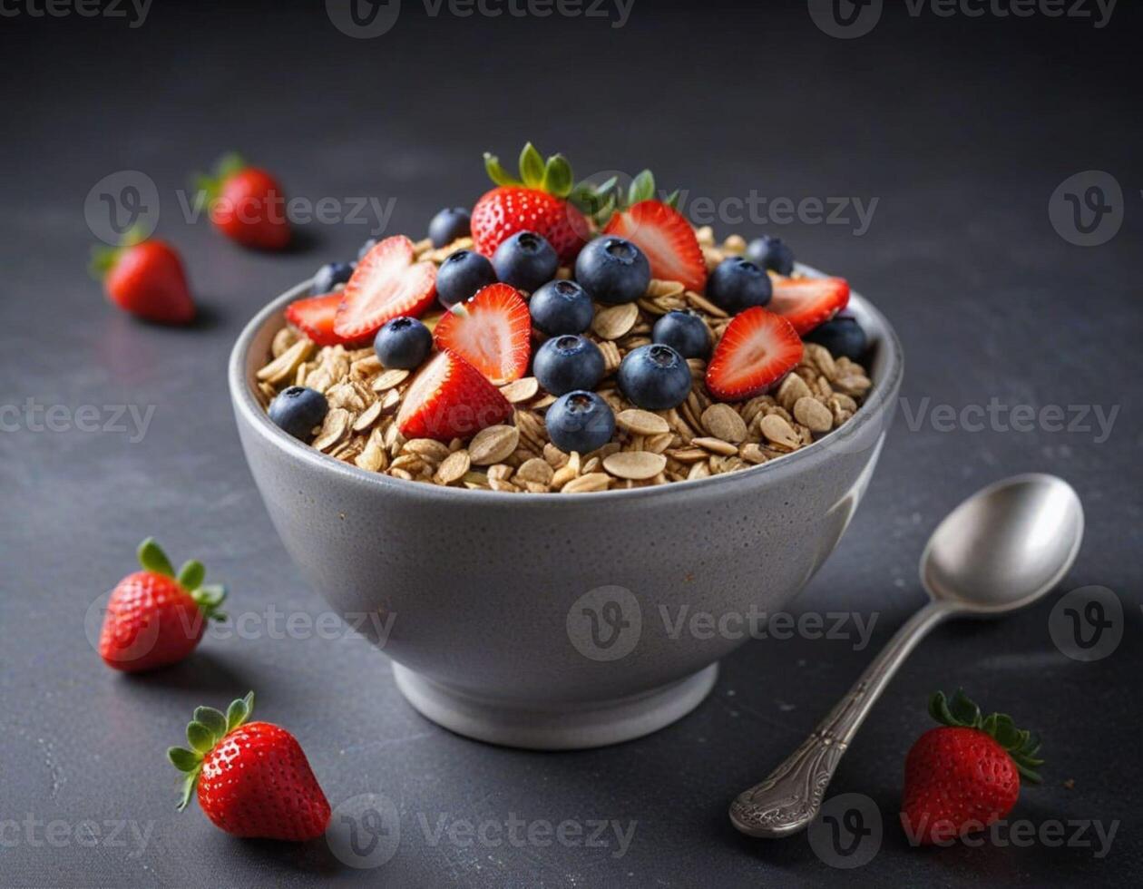 Muesli with berries and oats photo