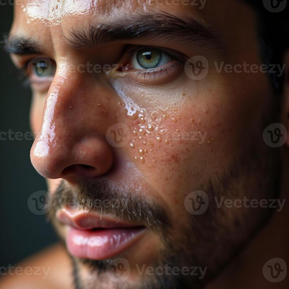 A man with a beard and a wet face photo
