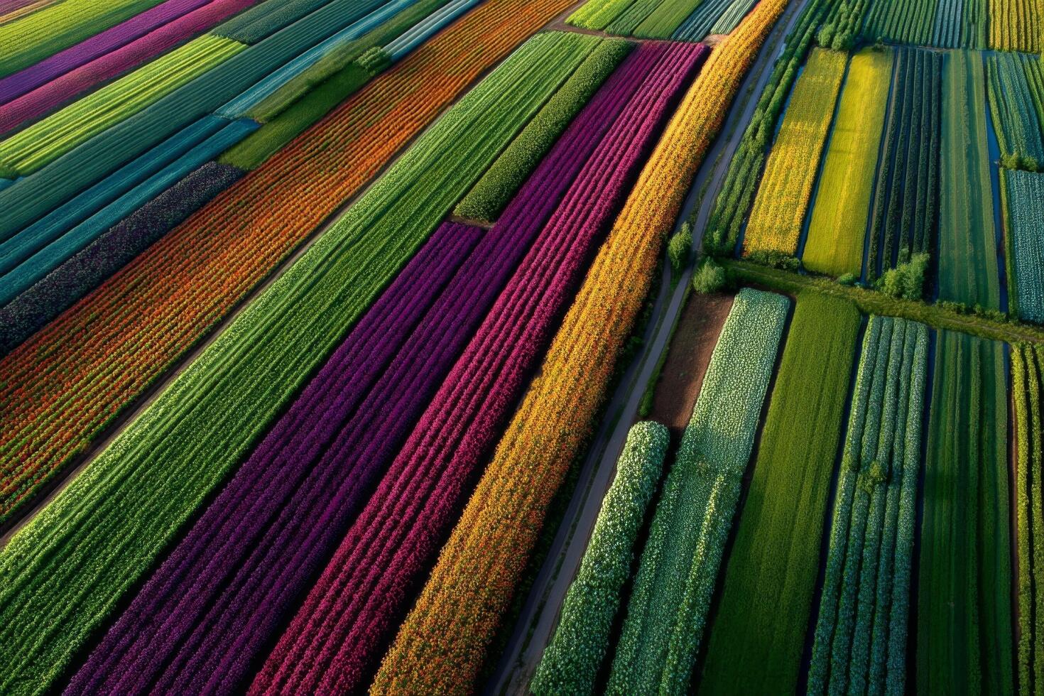 Aerial view of tulip fields in the netherlands photo