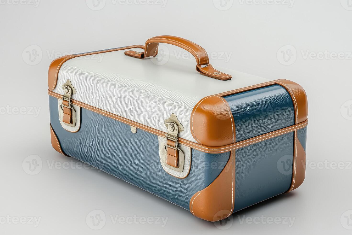 Vintage suitcase evoking travel and adventure on seamless backdrop photo