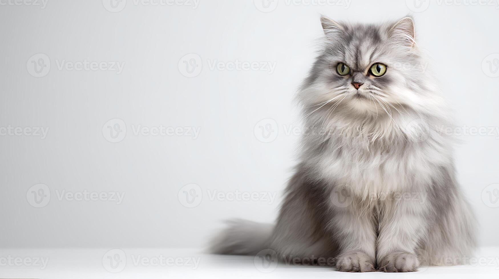 A stunning portrait of a fluffy silver Persian cat photo