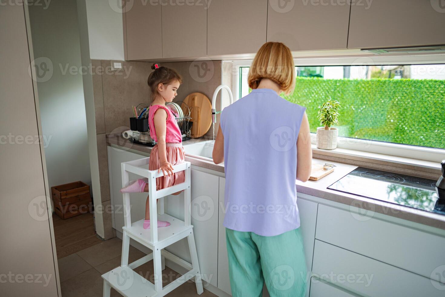 Cooking together in a bright and modern kitchen photo