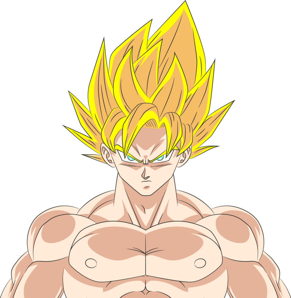 Goku Warrior with Battle Damage in Super Saiyan Mode png