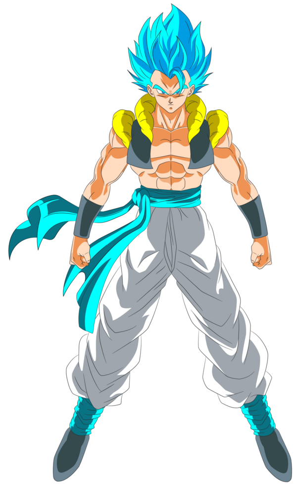 Full body image of Gogeta Super Saiyan Blue without background png