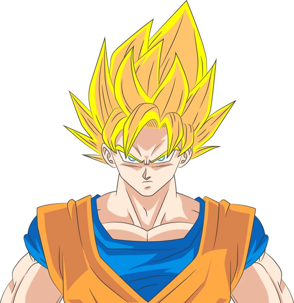 Transparent background image of Goku Super Saiyan in battle png