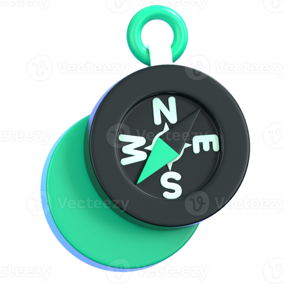 Compass for navigation and travel icon isolated. General user interface icon concept. 3D Illustration. png