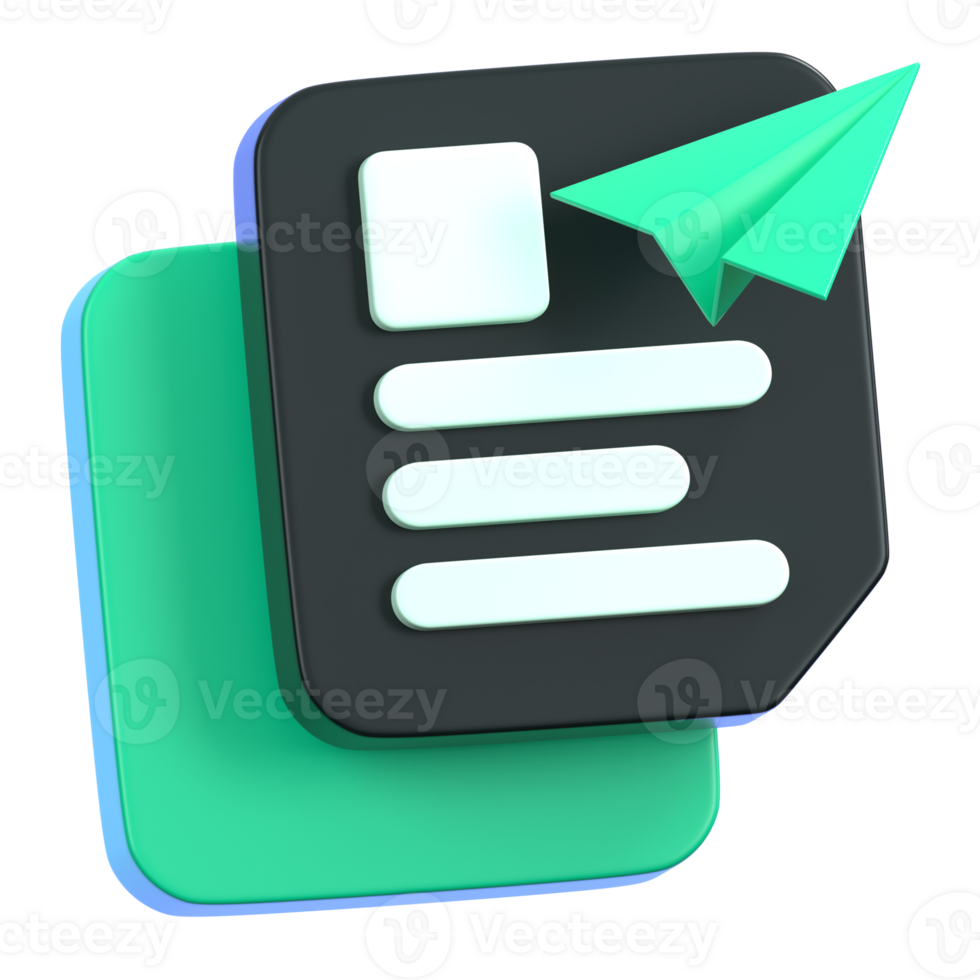 Send file icon with paper planes isolated. General user interface icon concept. 3D Illustration. png