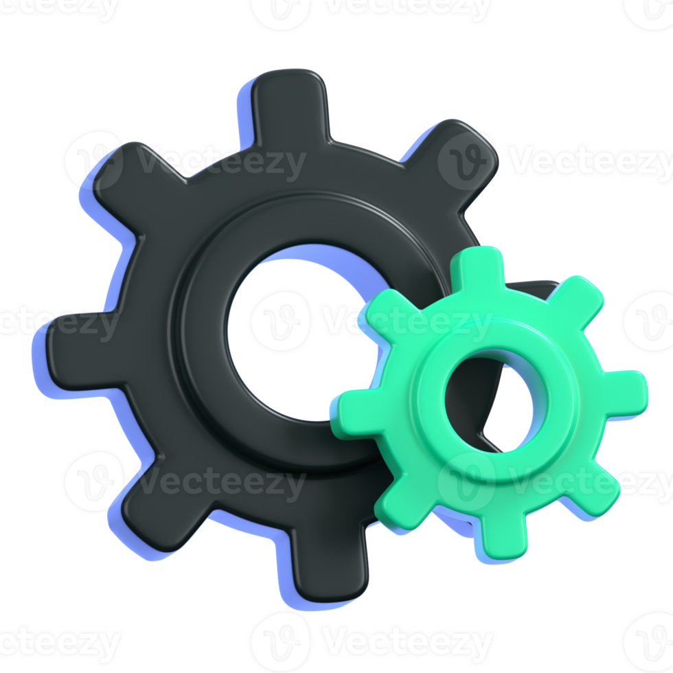 Gears settings and configuration icon isolated. General user interface icon concept. 3D Illustration. png