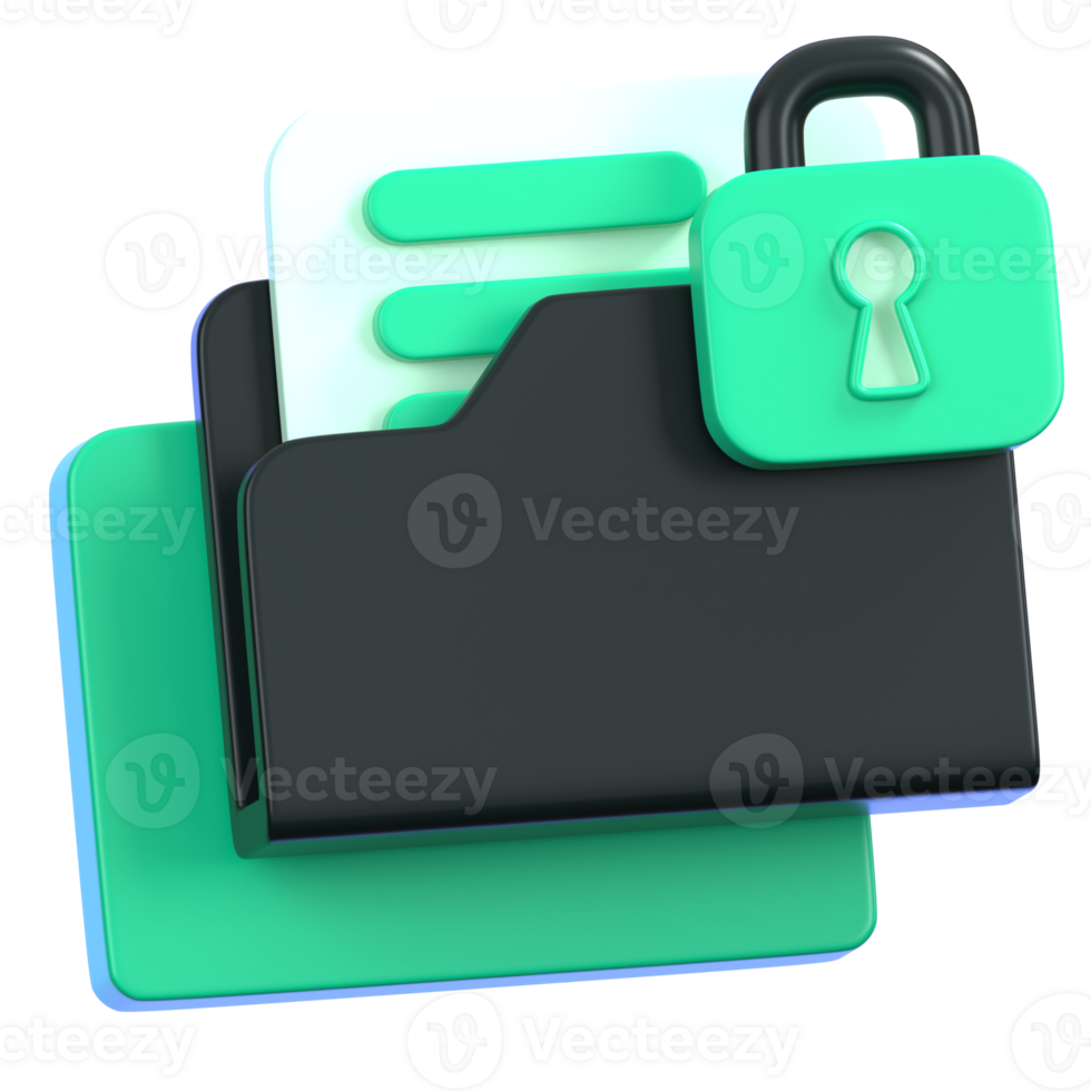 Secure folder with lock for data protection. General user interface icon concept. 3D Illustration. png