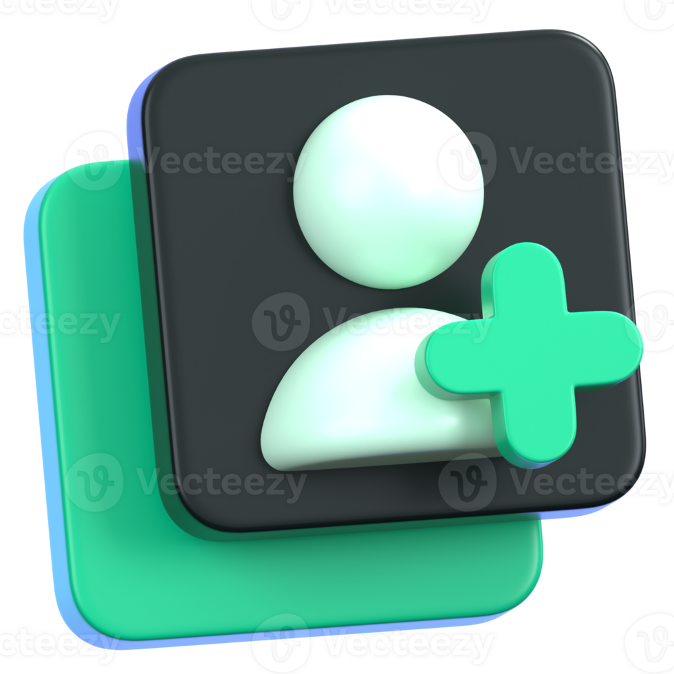 Adding New Contacts icon isolated. General user interface icon concept. 3D Illustration. png