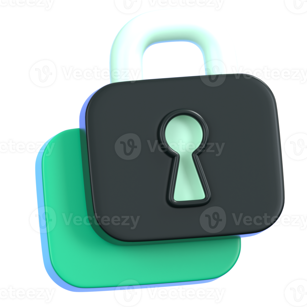 Lock icon representing security and privacy. General user interface icon concept. 3D Illustration. png