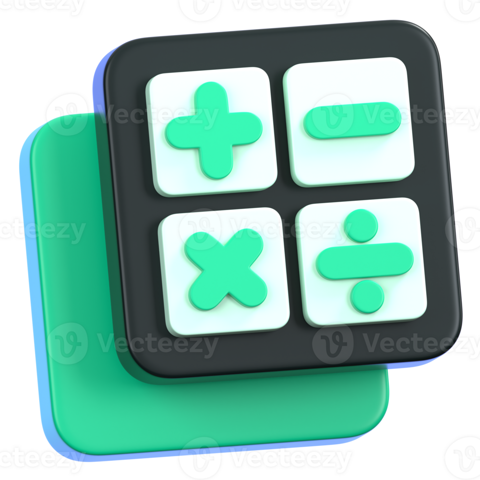 Calculator icon with math symbols isolated. General user interface icon concept. 3D Illustration. png