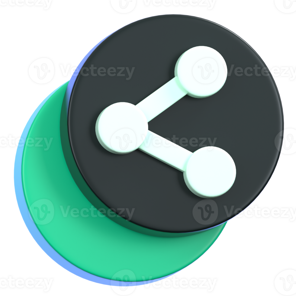 Share symbol button isolated. General user interface icon concept. 3D Illustration. png