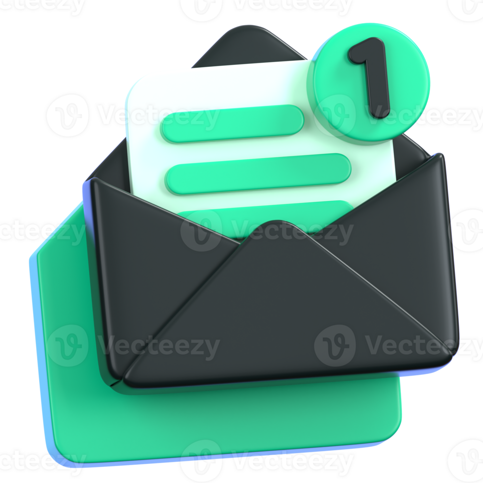 Email with new notification icon isolated. General user interface icon concept. 3D Illustration. png