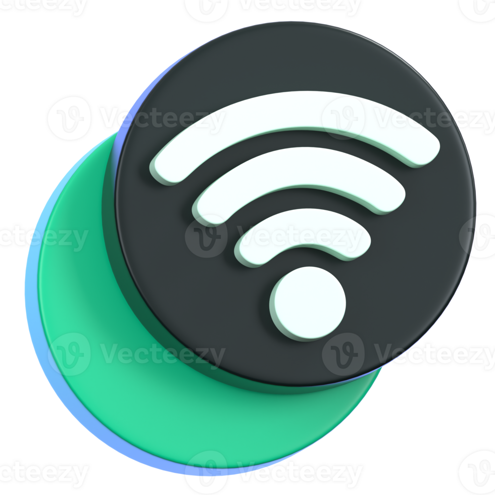 Wi-Fi Icon for wireless internet connection isolated. General user interface icon concept. 3D Illustration png