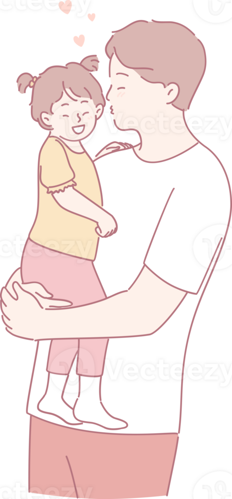 An incredibly heartwarming illustration shows a father tenderly embracing his beloved daughter, radiating love and joy png