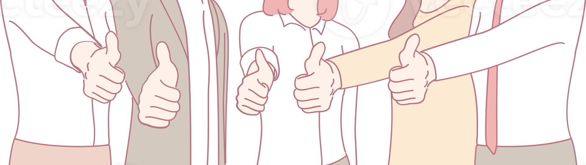 This represents the essence of teamwork and the value of positive feedback symbolized by joined thumbs up png