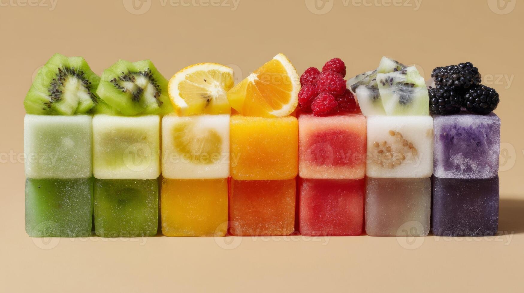 Colorful Fruit Cubes with Sugar Coating photo