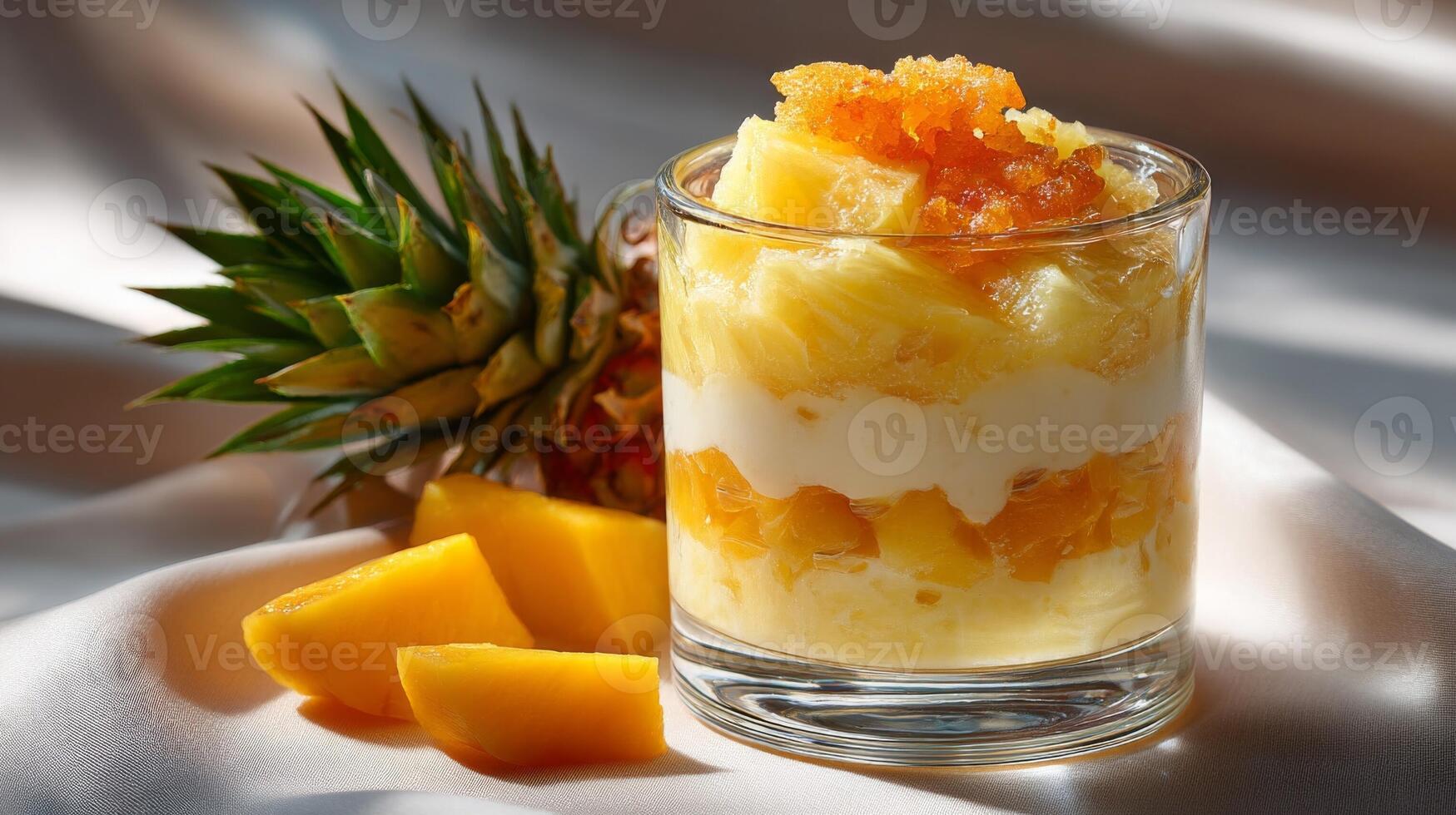 Layered Pineapple and Mango Dessert with Honey photo