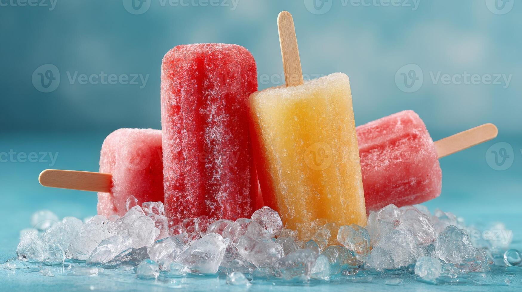 Red Pink and Yellow Popsicles on Ice photo