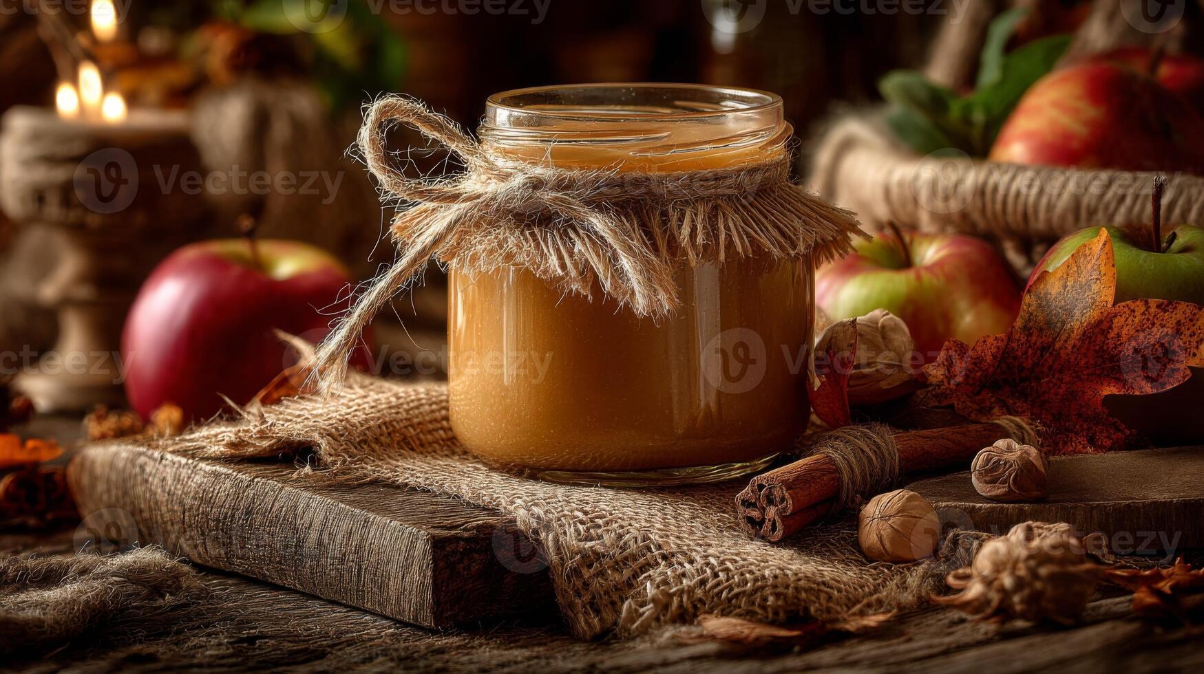 Homemade Applesauce in Rustic Setting photo