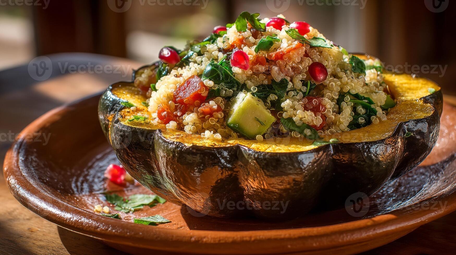 Stuffed Acorn Squash with Quinoa and Pomegranate photo
