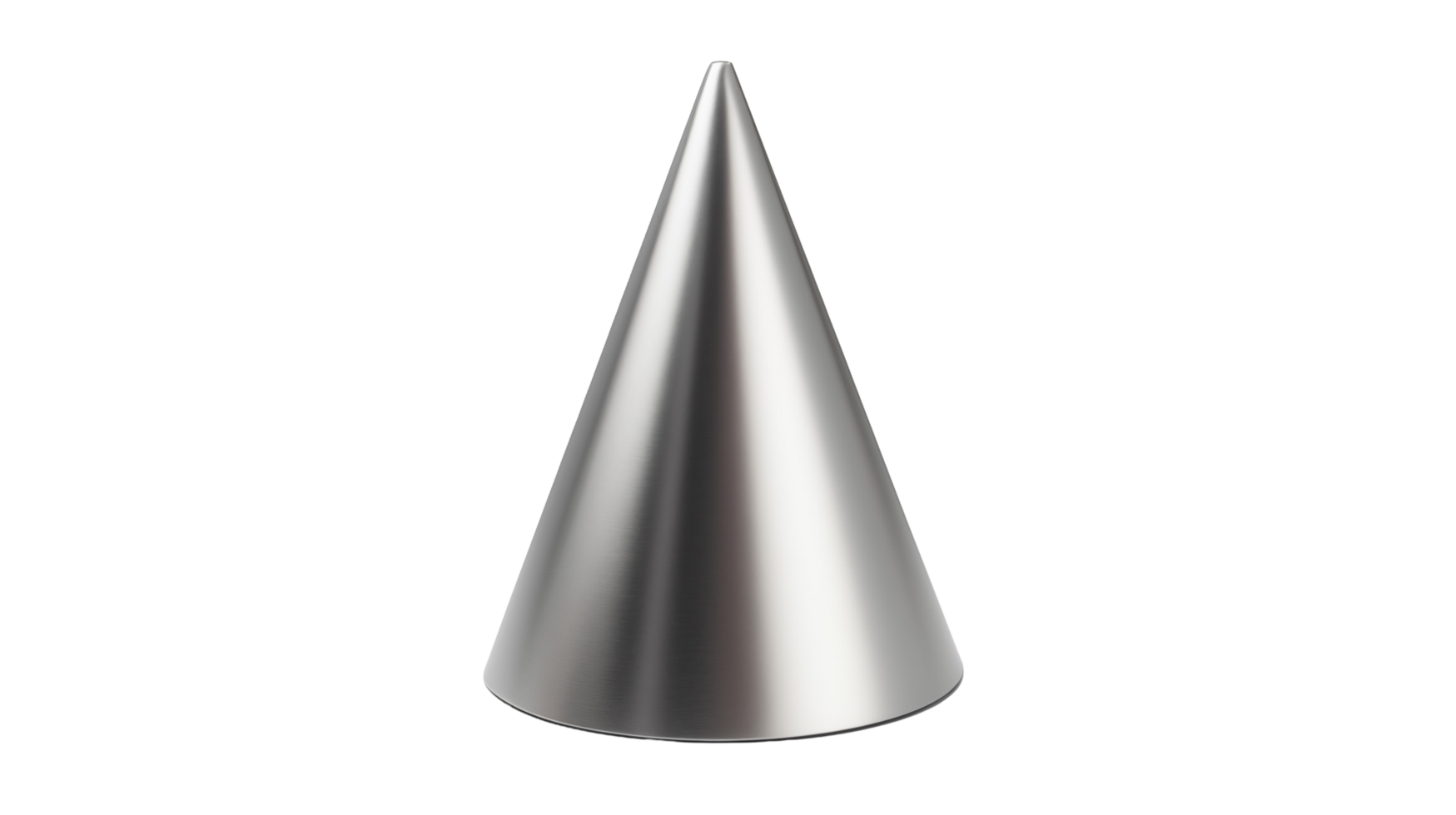 Metallic 3D Cone, Silver Cone Object, Abstract Geometric Cone, Shiny Cone Shape png