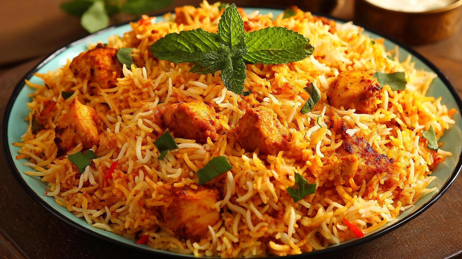 Authentic biryani in bowl captured in rich food photography photo