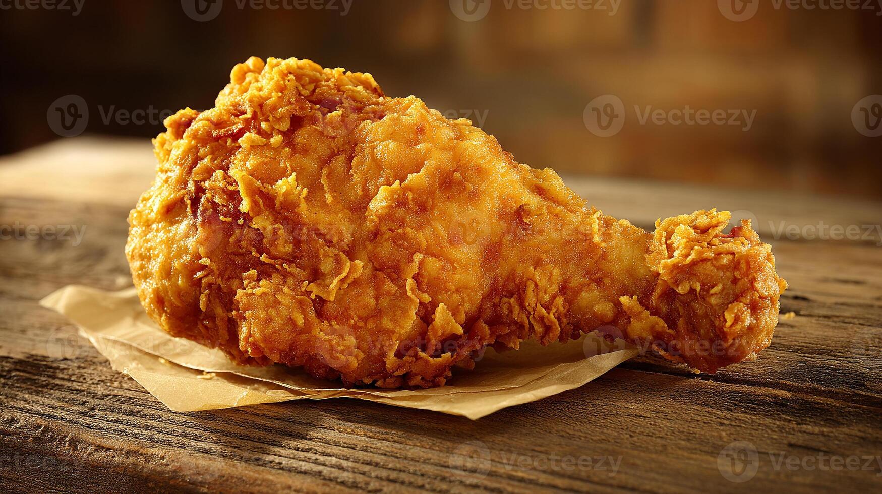 Realistic textures on fried chicken leg photo