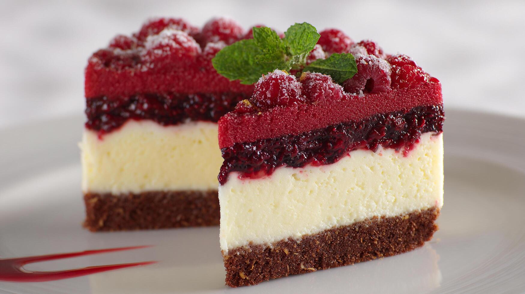Professional studio photo of a sweet dessert cake slice