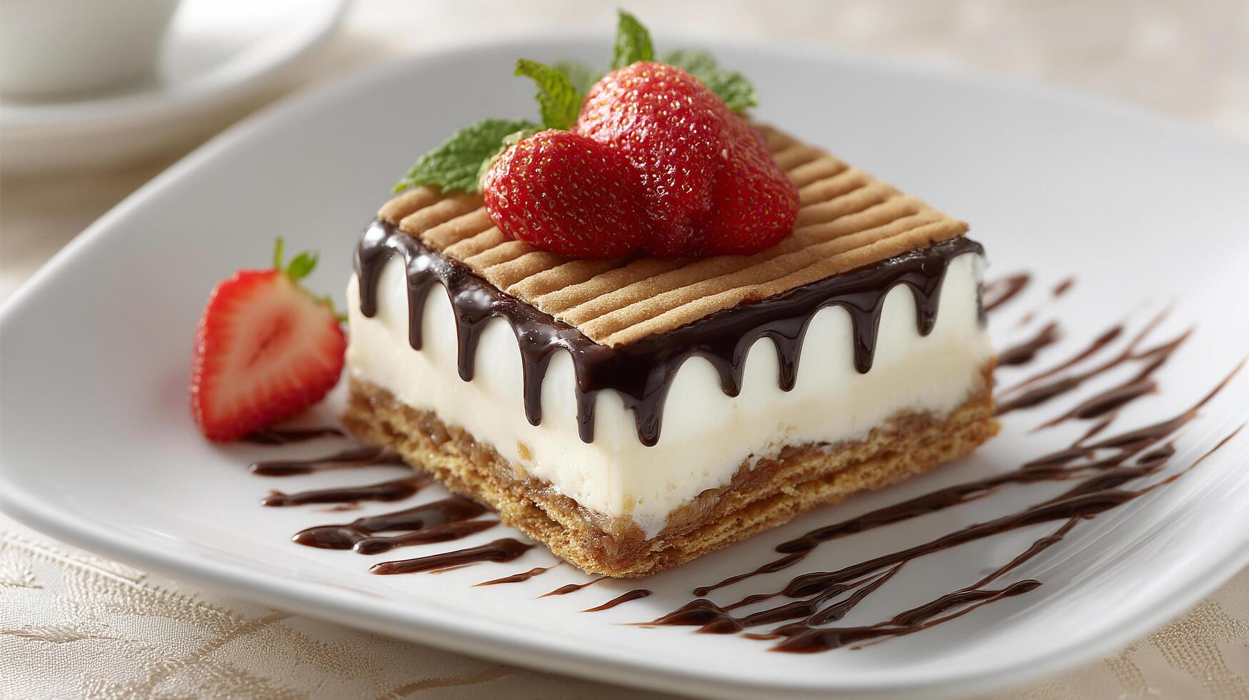 Professional studio photo of a freshly baked cake slice