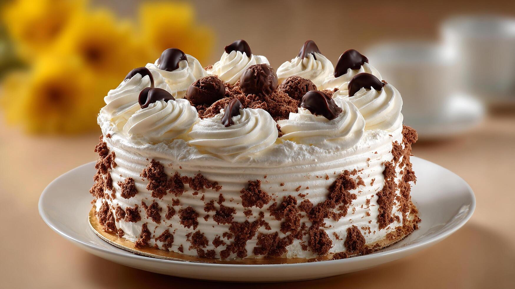 Professional photo of a sweet dessert cake with creamy layers