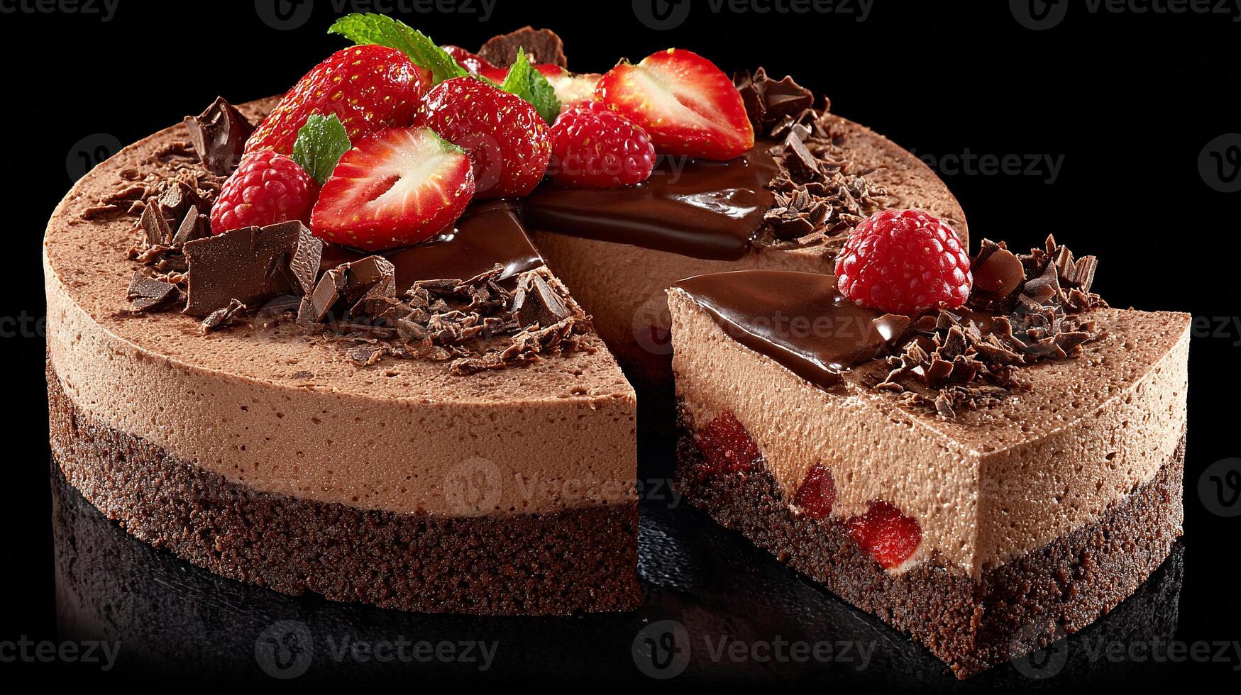 High resolution photo showing layers of a delicious cake