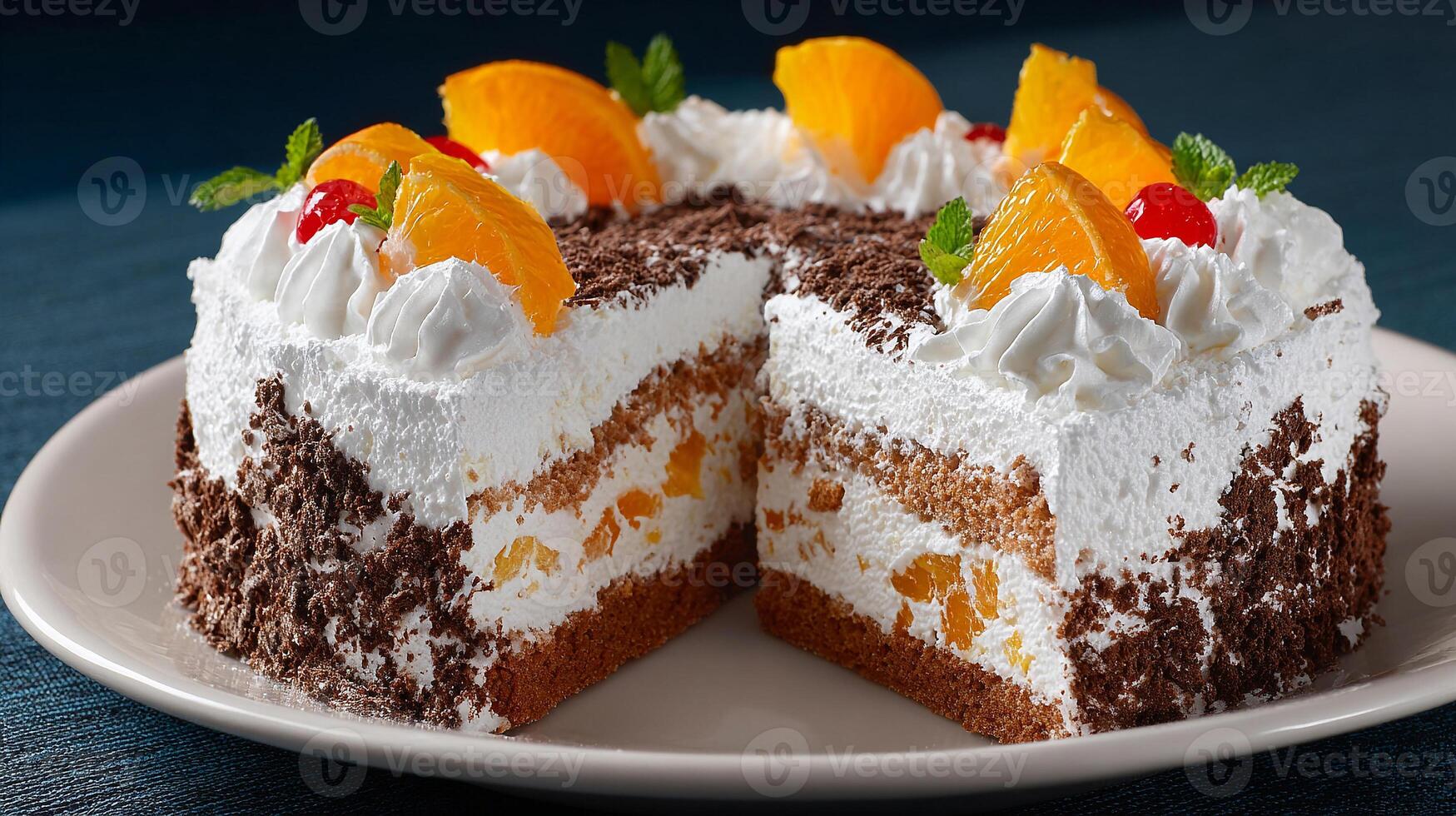 Professional photo showing texture of a colorful cake slice